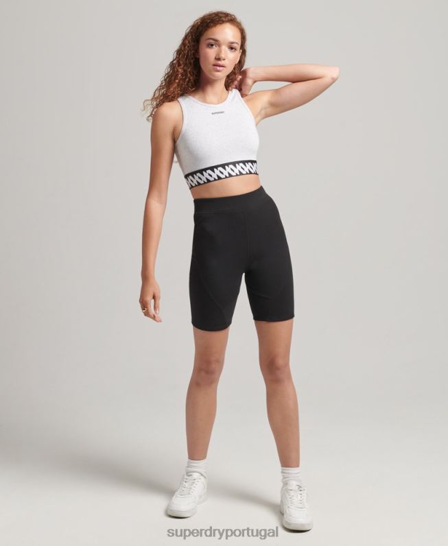 top de sutiã gráfico de logotipo elástico mulheres cinza roupas Superdry 2208H6533