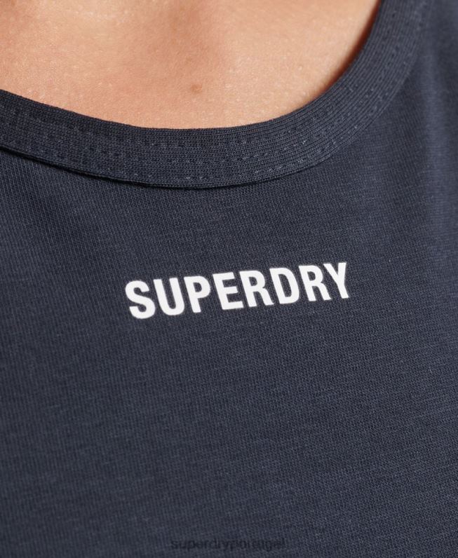 top de sutiã gráfico de logotipo elástico mulheres marinha roupas Superdry 2208H6532