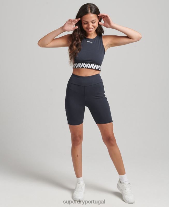 top de sutiã gráfico de logotipo elástico mulheres marinha roupas Superdry 2208H6532