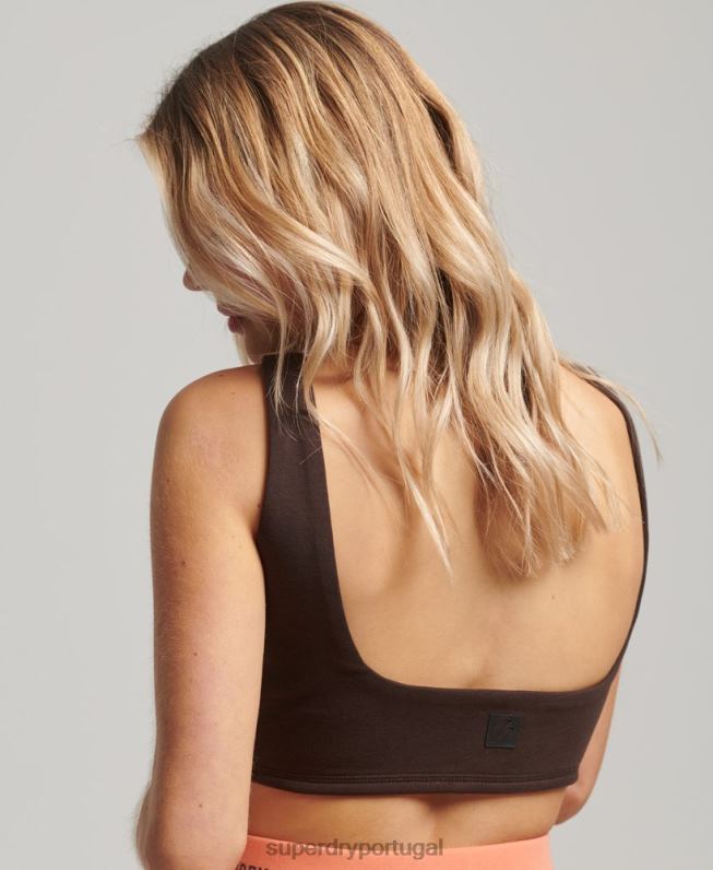 top de sutiã tecnológico mulheres marrom roupas Superdry 2208H2997