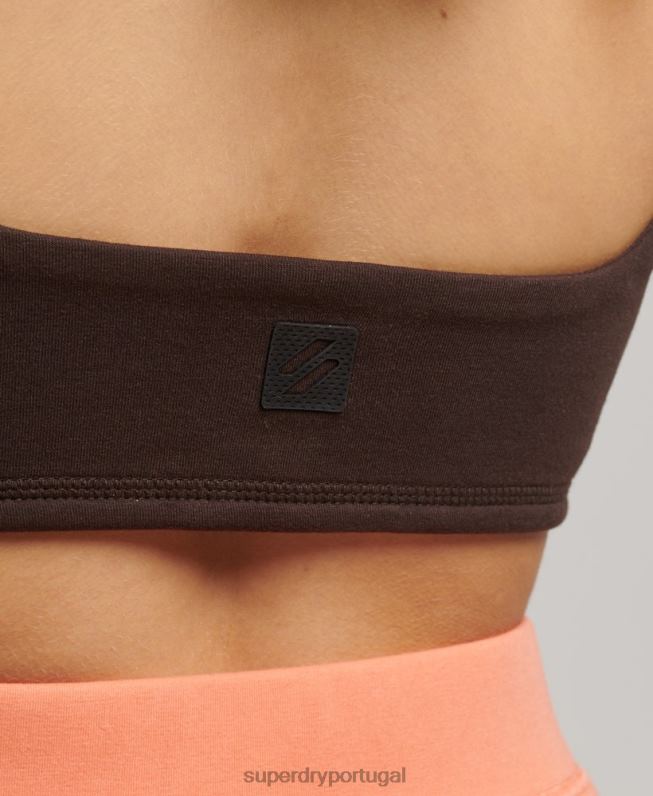 top de sutiã tecnológico mulheres marrom roupas Superdry 2208H2997