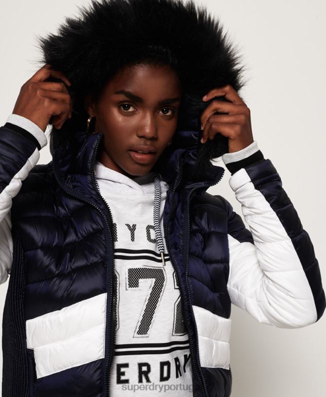 Jaqueta Fuji Chevron Luxo Offshore mulheres marinha roupas Superdry 2208H5703