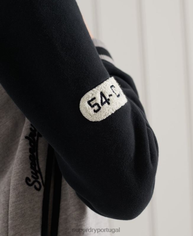 Jaqueta bomber de beisebol com script colegial mulheres marinha roupas Superdry 2208H6006