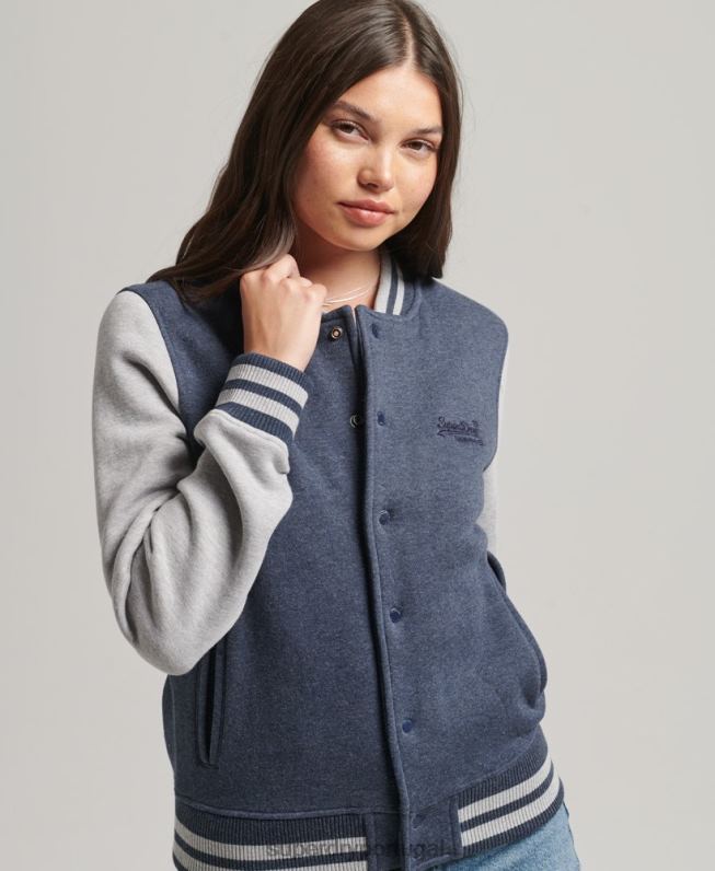 Jaqueta bomber de jérsei essencial mulheres marinha roupas Superdry 2208H3500