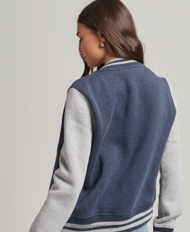 Jaqueta bomber de jérsei essencial mulheres marinha roupas Superdry 2208H3500