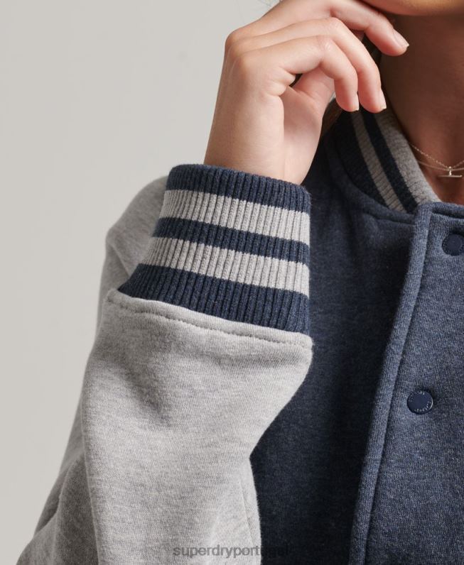 Jaqueta bomber de jérsei essencial mulheres marinha roupas Superdry 2208H3500