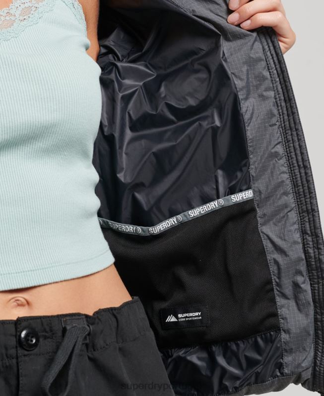 Jaqueta clássica com logo mulheres cinza roupas Superdry 2208H5422