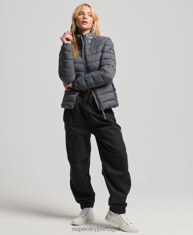 Jaqueta clássica com logo mulheres cinza roupas Superdry 2208H5422