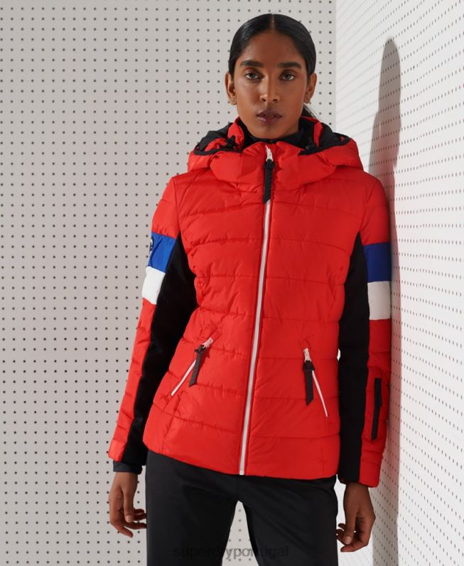 alpine revive jaqueta puffer mulheres vermelho roupas Superdry 2208H5677