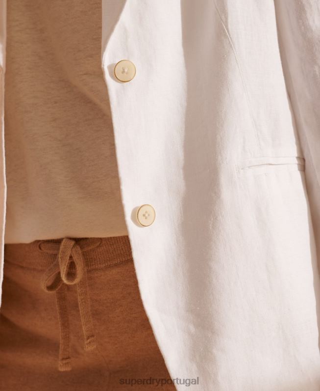 blazer de cânhamo edição limitada mulheres branco roupas Superdry 2208H5540