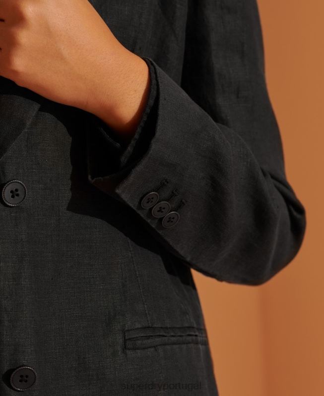blazer de cânhamo edição limitada mulheres preto roupas Superdry 2208H5541