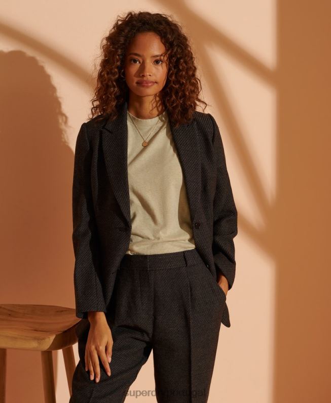 blazer de lã edição limitada mulheres preto roupas Superdry 2208H5475