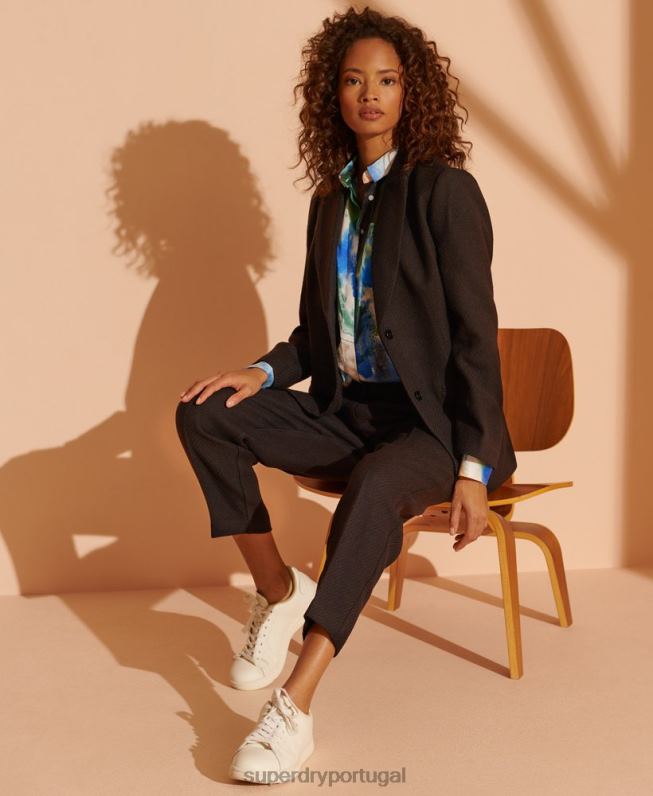 blazer de lã edição limitada mulheres preto roupas Superdry 2208H5532