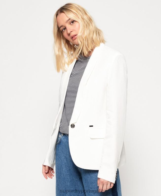 blazer superlativo mulheres branco roupas Superdry 2208H3859