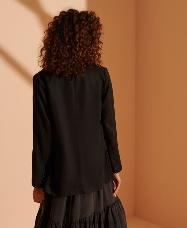 blazer tencel edição limitada mulheres preto roupas Superdry 2208H5530