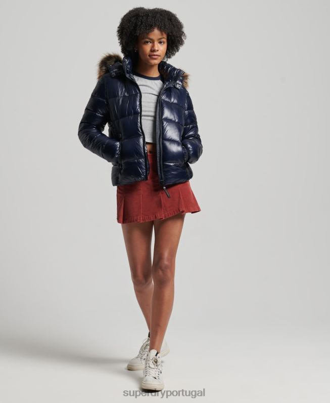 casaco com capuz montanha fuji mulheres marinha roupas Superdry 2208H5629