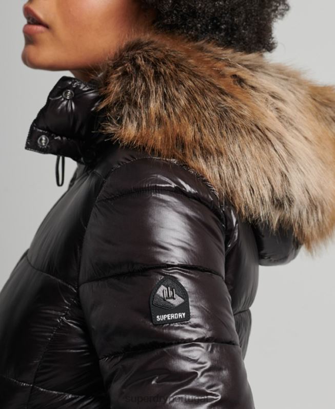 casaco com capuz montanha fuji mulheres preto roupas Superdry 2208H5610