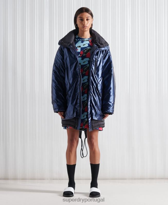 casaco parka duplo sdx edição limitada mulheres marinha roupas Superdry 2208H1192