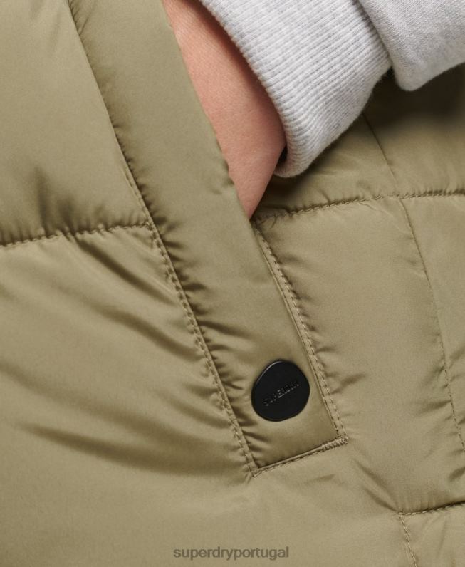 colete acolchoado com espinhel mulheres verde roupas Superdry 2208H3593