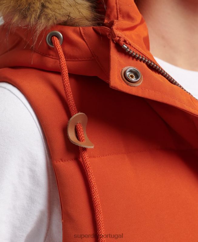 colete de peles artificiais everest mulheres laranja roupas Superdry 2208H3592