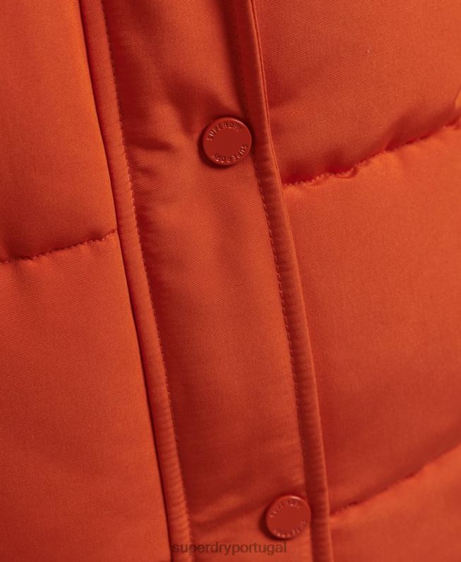 colete de peles artificiais everest mulheres laranja roupas Superdry 2208H3592