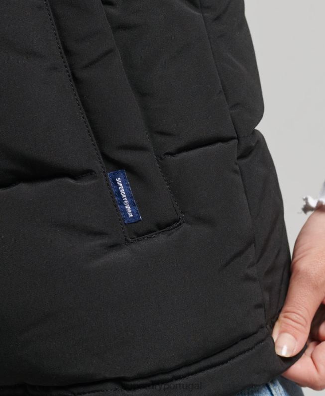 colete de peles artificiais everest mulheres preto roupas Superdry 2208H3677