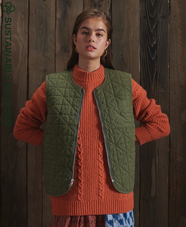 colete dry liner edição limitada mulheres caqui roupas Superdry 2208H5518