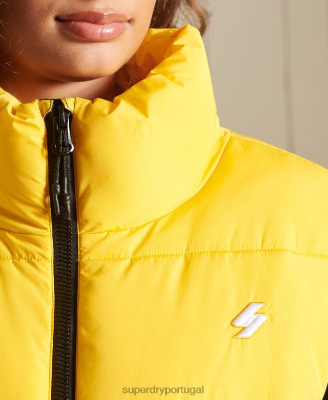 colete esportivo superdimensionado mulheres amarelo roupas Superdry 2208H5565