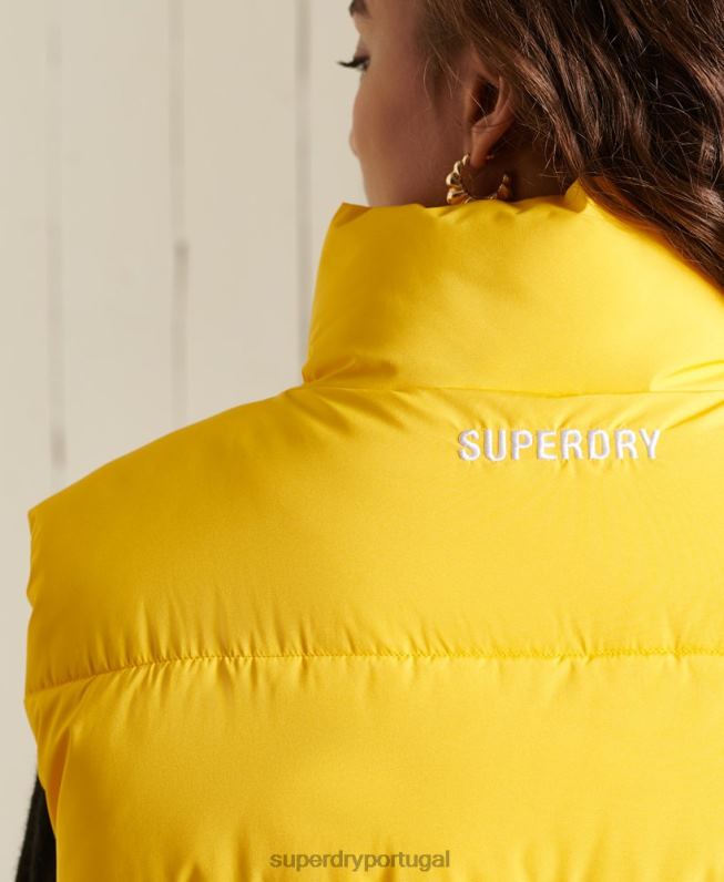 colete esportivo superdimensionado mulheres amarelo roupas Superdry 2208H5565