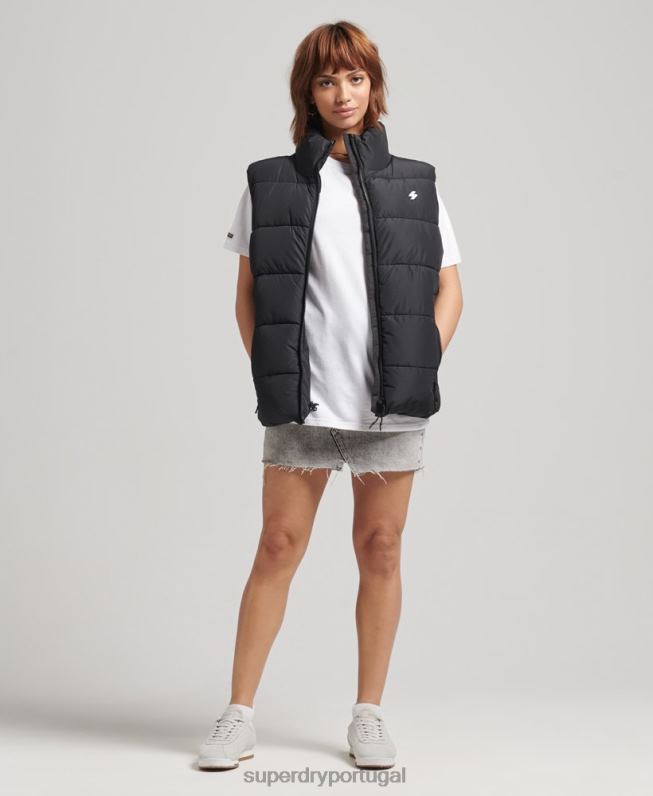 colete esportivo superdimensionado mulheres preto roupas Superdry 2208H3851
