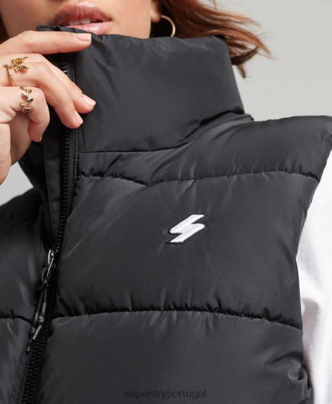 colete esportivo superdimensionado mulheres preto roupas Superdry 2208H3851