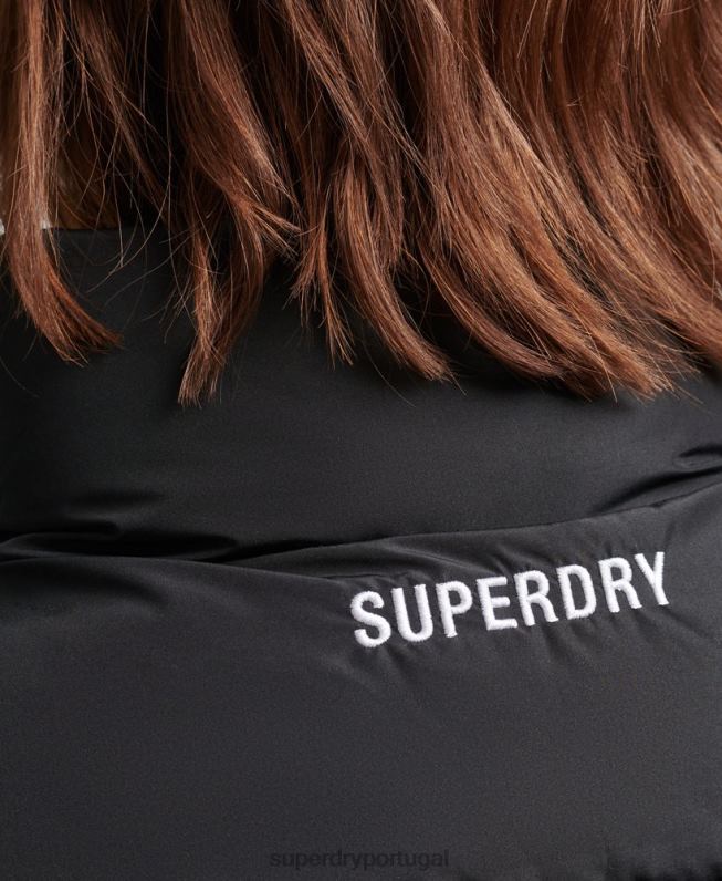 colete esportivo superdimensionado mulheres preto roupas Superdry 2208H3851