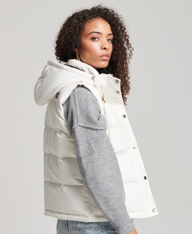 colete everest com capuz vintage mulheres branco roupas Superdry 2208H3536