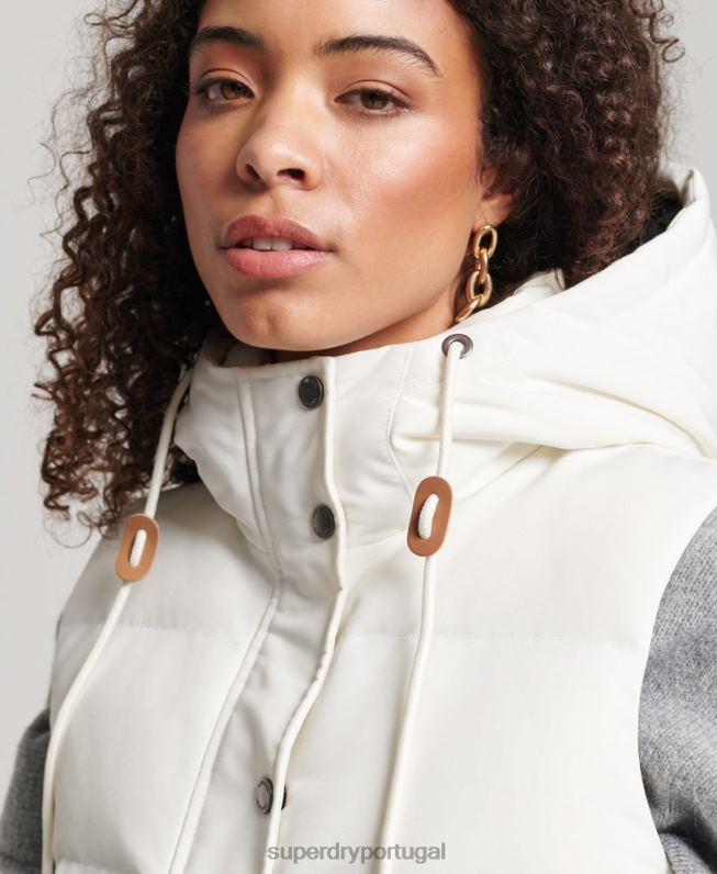 colete everest com capuz vintage mulheres branco roupas Superdry 2208H3536