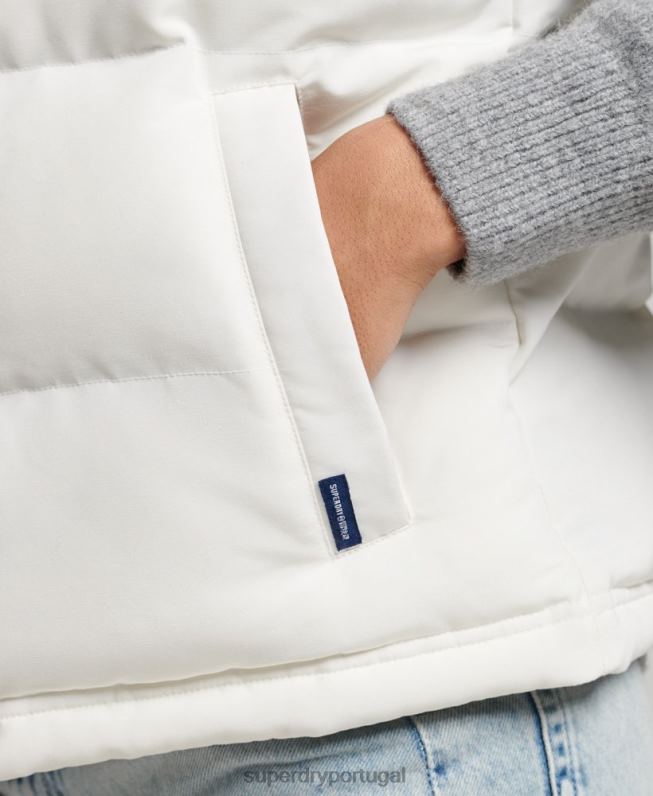 colete everest com capuz vintage mulheres branco roupas Superdry 2208H3536