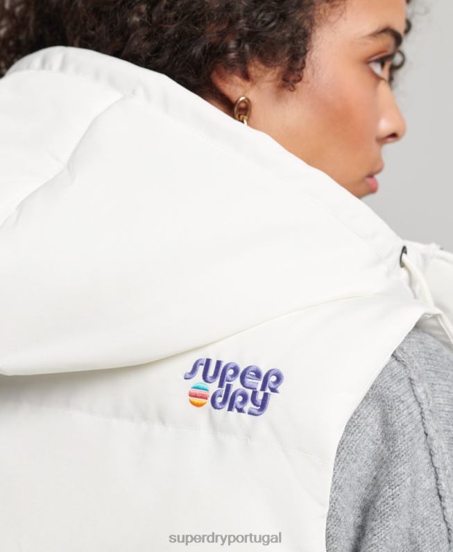 colete everest com capuz vintage mulheres branco roupas Superdry 2208H3536