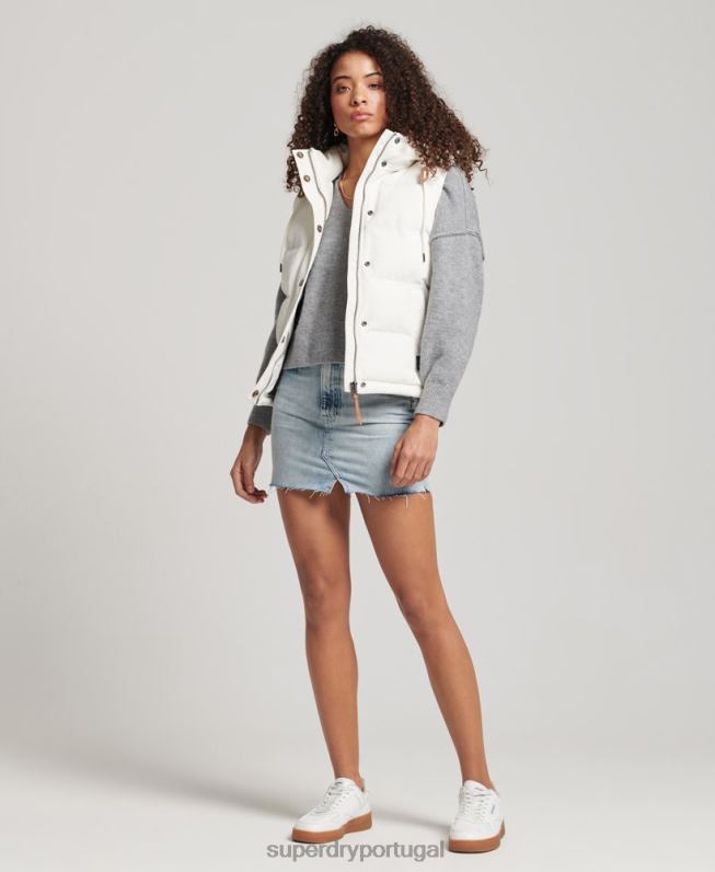 colete everest com capuz vintage mulheres branco roupas Superdry 2208H3536