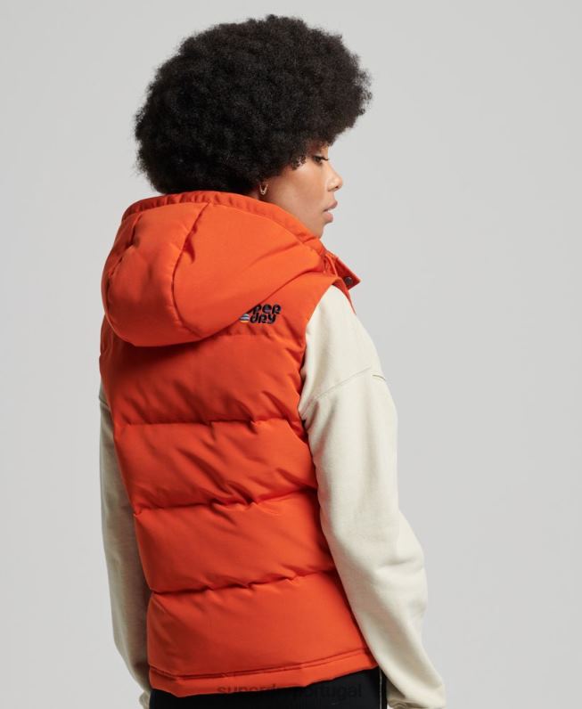 colete everest com capuz vintage mulheres laranja roupas Superdry 2208H3621