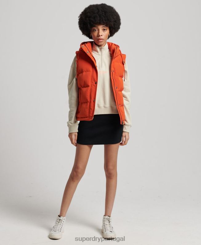 colete everest com capuz vintage mulheres laranja roupas Superdry 2208H3621