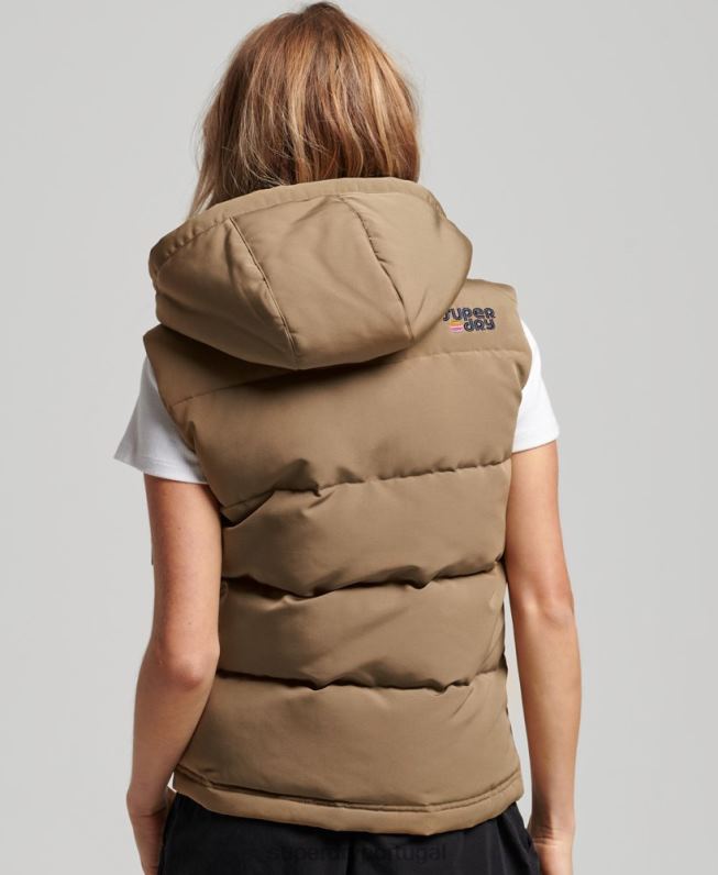 colete everest com capuz vintage mulheres marrom roupas Superdry 2208H3531