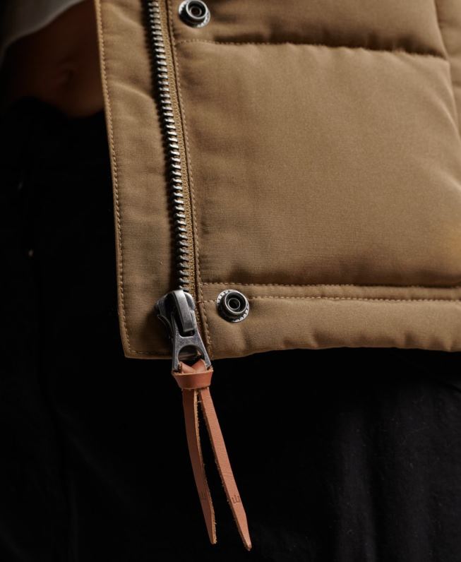 colete everest com capuz vintage mulheres marrom roupas Superdry 2208H3531