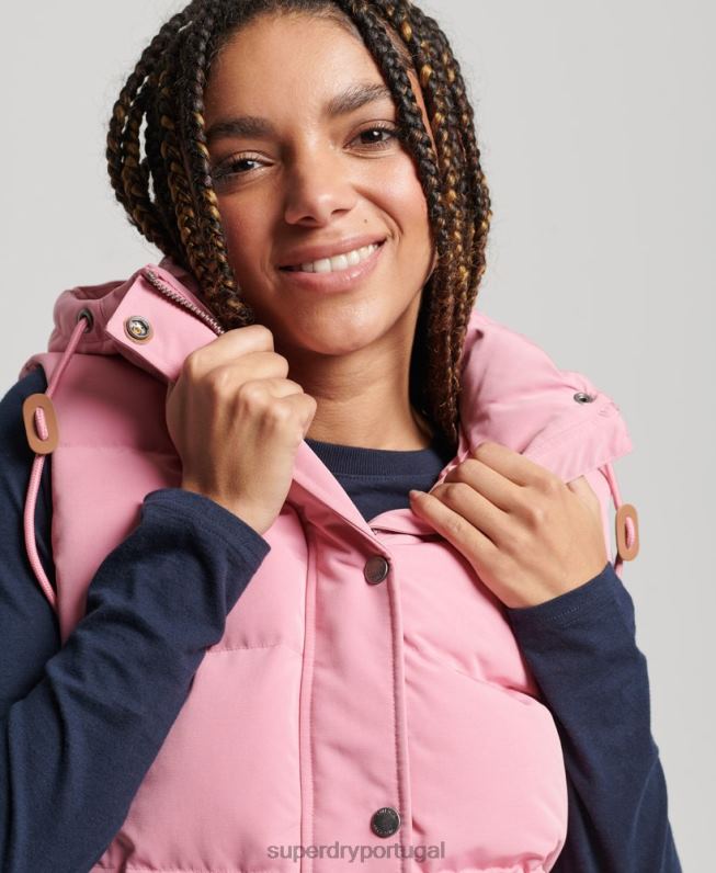 colete everest com capuz vintage mulheres rosa roupas Superdry 2208H3556