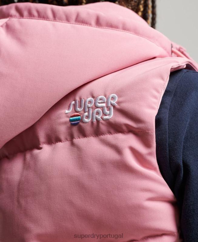 colete everest com capuz vintage mulheres rosa roupas Superdry 2208H3556