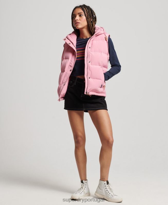 colete everest com capuz vintage mulheres rosa roupas Superdry 2208H3556