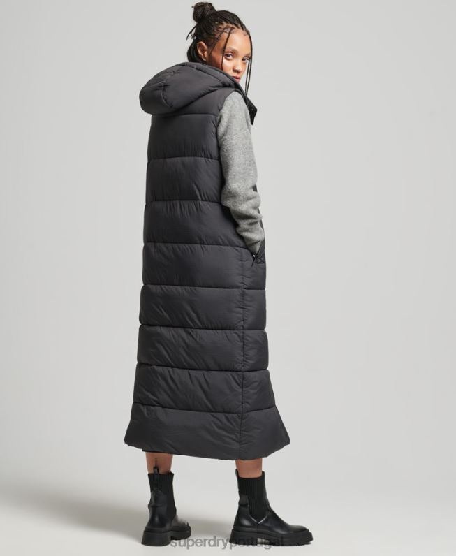 colete palangre ripstop com capuz mulheres preto roupas Superdry 2208H3584