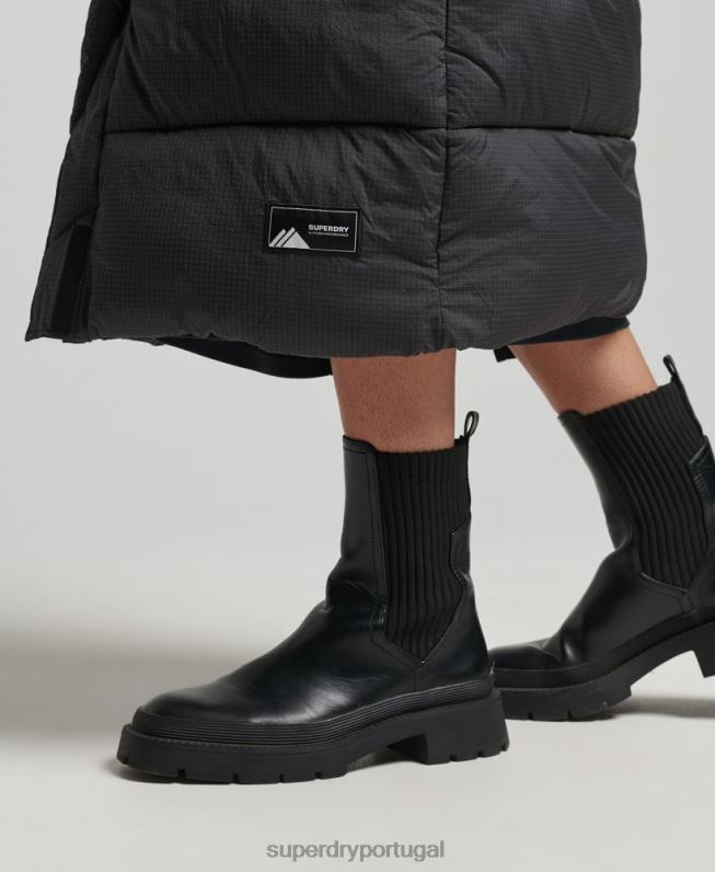 colete palangre ripstop com capuz mulheres preto roupas Superdry 2208H3584