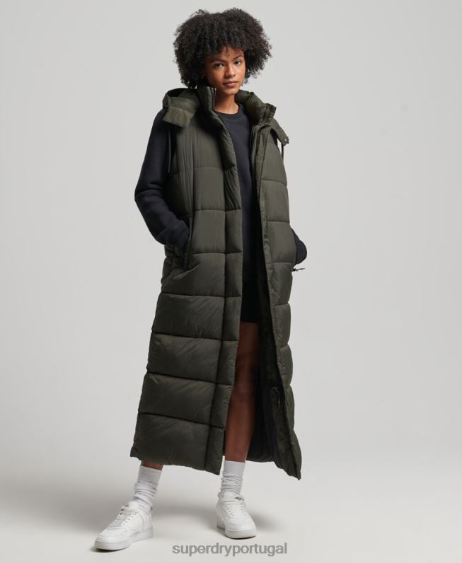 colete palangre ripstop com capuz mulheres verde roupas Superdry 2208H3675