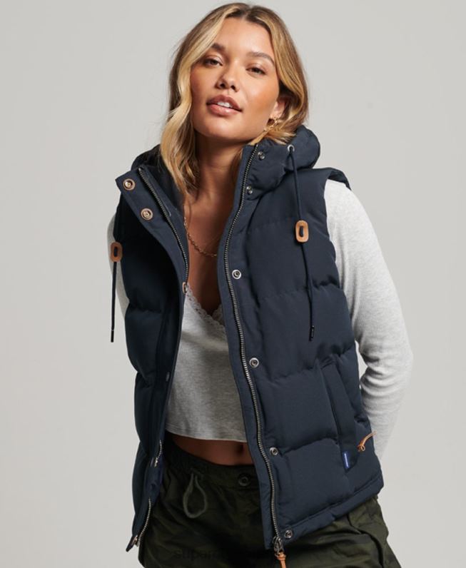 colete puffer com capuz everest mulheres marinha roupas Superdry 2208H3805