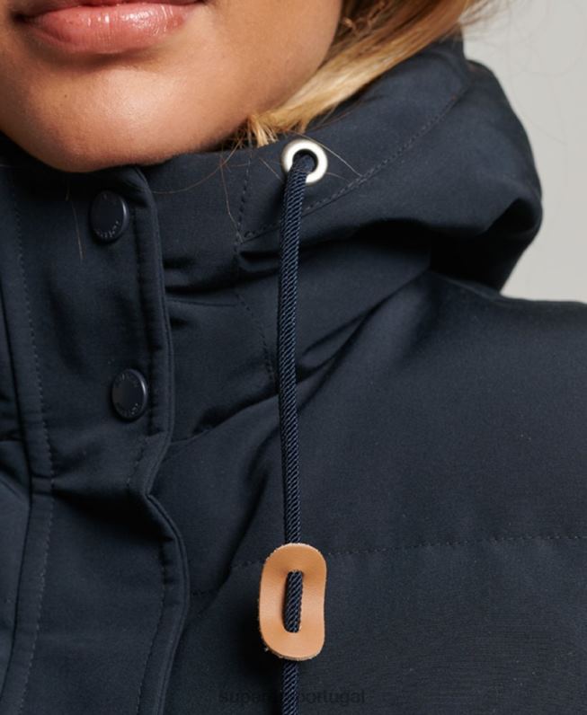 colete puffer com capuz everest mulheres marinha roupas Superdry 2208H3805