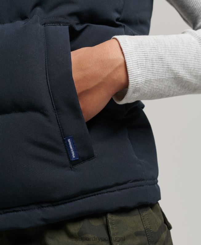 colete puffer com capuz everest mulheres marinha roupas Superdry 2208H3805